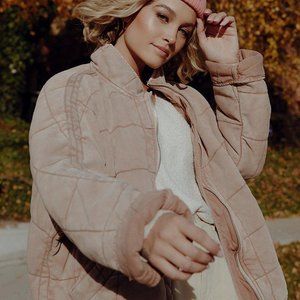 Free People Dolman Knit Jacket Champagne Diamond